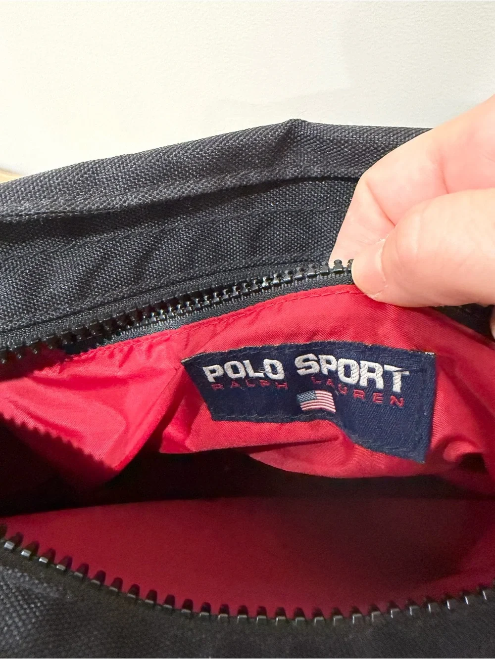Vintage 90s Polo Sport Ralph Lauren Black Nylon Messenger Bag Shoulder Crossbody